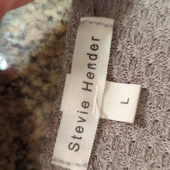 Waffle Knit Tunic Casual Relaxed Neutral Mushroom By Stevie Hender Sz L - Picture 7 of 8